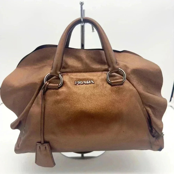 Prada Handbags - PRADA Rovere Mordore Nappa Leather Bauletto